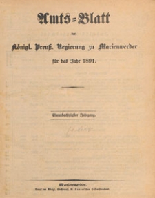 Amts-Blatt der Königlichen Regierung zu Marienwerder für das Jahr, 1891.01.07 nr 1