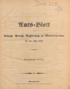 Amts-Blatt der Königlichen Regierung zu Marienwerder für das Jahr, 1894.01.03 nr 1