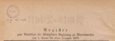 Amts-Blatt der Königlichen Regierung zu Marienwerder für das Jahr, 1877, Register