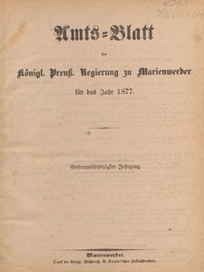 Amts-Blatt der Königlichen Regierung zu Marienwerder für das Jahr, 1877.01.03 nr 1