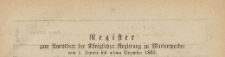 Amts-Blatt der Königlichen Regierung zu Marienwerder für das Jahr, 1869, Register