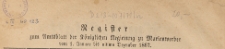Amts-Blatt der Königlichen Regierung zu Marienwerder für das Jahr, 1867, Register