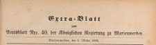 Extra=Blatt zum Amtsblatt der Königlichen Regierung zu Marienwerder für das Jahr, 1885.10.06 nr 40