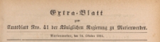 Extra=Blatt zum Amtsblatt der Königlichen Regierung zu Marienwerder für das Jahr, 1885.10.14 nr 41