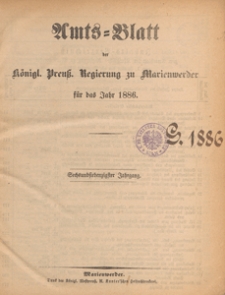 Amts-Blatt der Königlichen Regierung zu Marienwerder für das Jahr, 1886.01.06 nr 1