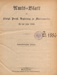 Amts-Blatt der K&ouml;niglichen Regierung zu Marienwerder f&uuml;r das Jahr, 1886.07.28 nr 30