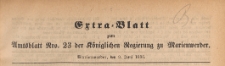 Extra=Blatt zum Amtsblatt der K&ouml;niglichen Regierung zu Marienwerder f&uuml;r das Jahr, 1886.06.09 nr 23