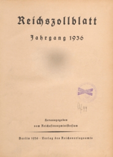 Reichszollblatt. Ausgabe A : herausgegeben vom Reichsfinanzministerium, 1936.01.03 nr 1