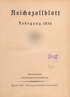 Reichszollblatt. Ausgabe A : herausgegeben vom Reichsfinanzministerium, 1936.07.18 nr 62