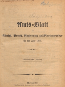 Amts-Blatt der Königlichen Regierung zu Marienwerder für das Jahr, 1893.01.04 nr 1