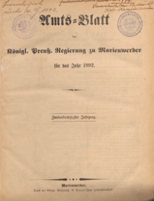 Amts-Blatt der Königlichen Regierung zu Marienwerder für das Jahr, 1892.01.20 nr 3