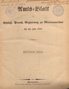 Amts-Blatt der Königlichen Regierung zu Marienwerder für das Jahr, 1892.05.25 nr 21