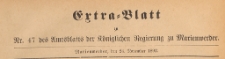 Extra=Blatt des Amtsblatts der K&ouml;niglichen Regierung zu Marienwerder f&uuml;r das Jahr, 1892.11.24 nr 47