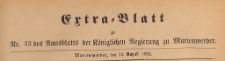 Extra=Blatt des Amtsblatts der Königlichen Regierung zu Marienwerder für das Jahr, 1892.08.18 nr 33
