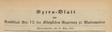 Extra=Blatt der Amtsblatt der Königlichen Regierung zu Marienwerder für das Jahr, 1884.03.19 nr 12