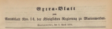 Extra=Blatt der Amtsblatt der Königlichen Regierung zu Marienwerder für das Jahr, 1884.04.02 nr 14