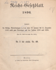 Reichsgesetzblatt : herausgegeben im Reichsministerium des Innern, 1896, nr 1