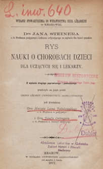 Rys nauki o chorobach dzieci : dla uczących się i lekarzy