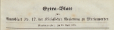 Extra=Blatt zum Amtsblatt der Königlichen Regierung zu Marienwerder für das Jahr, 1871.04.26 nr 17