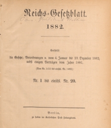 Reichsgesetzblatt : herausgegeben im Reichsministerium des Innern, 1882, nr 2