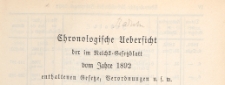 Reichsgesetzblatt : herausgegeben im Reichsministerium des Innern, 1892, Chronologische Ueberficht