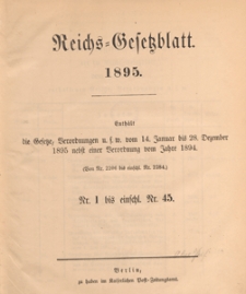 Reichsgesetzblatt : herausgegeben im Reichsministerium des Innern, 1895 nr 2