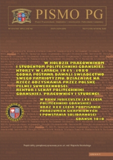 Pismo PG : Pismo Pracowników, Studentów i Absolwentów Politechniki Gdańskiej, 2010, R. 18, nr 9 (wyd. spec.)