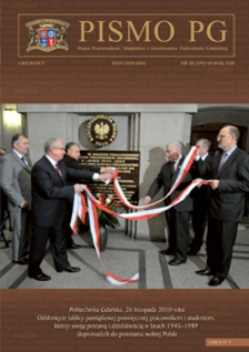 Pismo PG : Pismo Pracowników, Studentów i Absolwentów Politechniki Gdańskiej, 2010, R. 18, nr 10 (Grudzień)