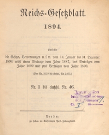 Reichsgesetzblatt : herausgegeben im Reichsministerium des Innern, 1894 nr 8