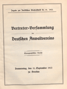Zugabe zur Juristischen Wochenschrift 1913 nr 19