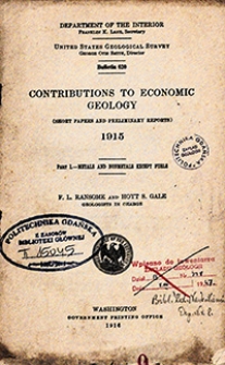 Bulletin 620. Contributions to economic geology : short papers and preliminary reports 1915. Part 1: metals and nonmetals except fuels