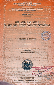 Bulletin 621-L. Oil and gas near Basin, Big Horn County, Wyoming