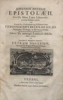 Johannis Hevelii Epistolæ II. [...]