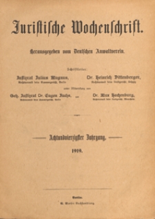 Juristische Wochenschrift : Organ des Deutschen Anwaltvereins, 1919.07.01 nr 8