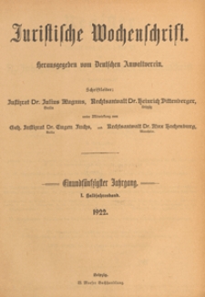 Juristische Wochenschrift : Organ des Deutschen Anwaltvereins, 1922 nr 1