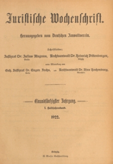 Juristische Wochenschrift : Organ des Deutschen Anwaltvereins, 1922.05.15 H. 10