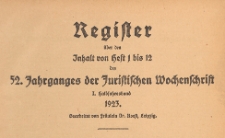 Juristische Wochenschrift : Organ des Deutschen Anwaltvereins, 1923, Register