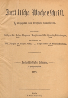 Juristische Wochenschrift : Organ des Deutschen Anwaltvereins, 1923.01.01 H 1