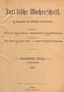 Juristische Wochenschrift : Organ des Deutschen Anwaltvereins, 1923.01.15 H 2