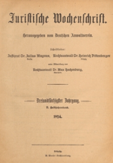 Juristische Wochenschrift : Organ des Deutschen Anwaltvereins, 1924.09.01 nr 17-18