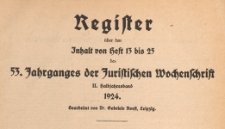 Juristische Wochenschrift : Organ des Deutschen Anwaltvereins, 1924, Register