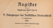 Juristische Wochenschrift : Organ des Deutschen Anwaltvereins, 1926, Register