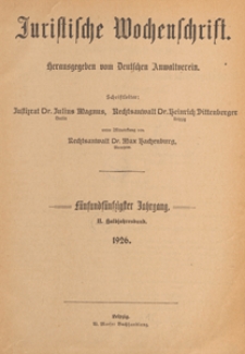 Juristische Wochenschrift : Organ des Deutschen Anwaltvereins, 1926.10.02 H. 19