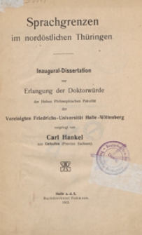 Sprachgrenzen im nordöstlichen Thüringen