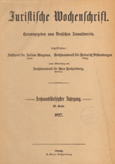 Juristische Wochenschrift : Organ des Deutschen Anwaltvereins, 1927.08.13/20 H. 32/33