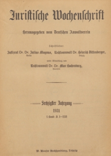 Juristische Wochenschrift : Organ des Deutschen Anwaltvereins, 1931.01.03 H. 1