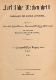 Juristische Wochenschrift :Organ des Deutschen Anwaltvereins, 1928.01.14 H. 2