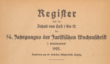 Juristische Wochenschrift : Organ des Deutschen Anwaltvereins, 1925, Register