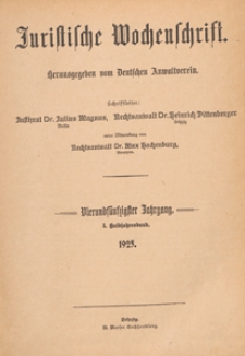 Juristische Wochenschrift : Organ des Deutschen Anwaltvereins, 1925.01.01 H. 1