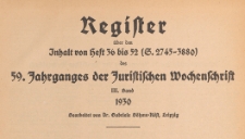 Juristische Wochenschrift : Organ des Deutschen Anwaltvereins, 1930, Register H 36-52